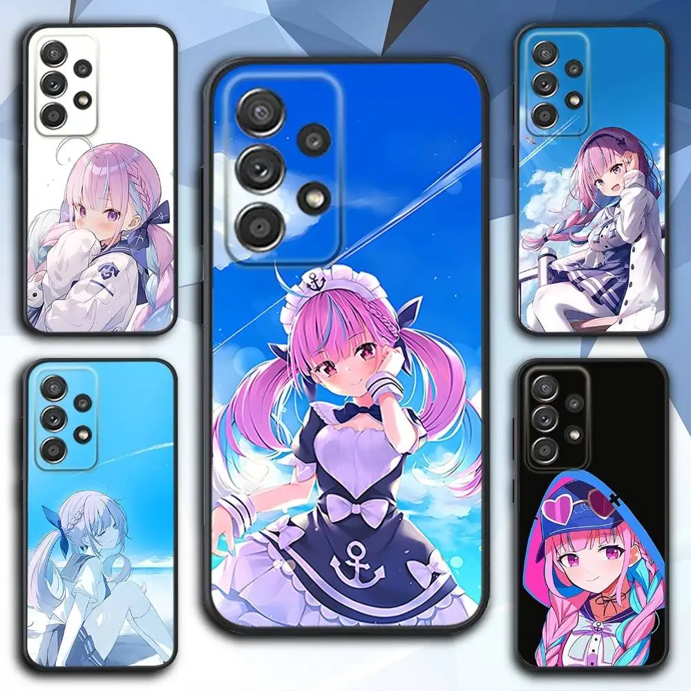 

M-Minato Cartoon A-Aqua Phone Case For Samsung S 25,24,23,22,30,21,10,9,Ultra,Plus,Lite,FE,4,5 G Soft Black Case