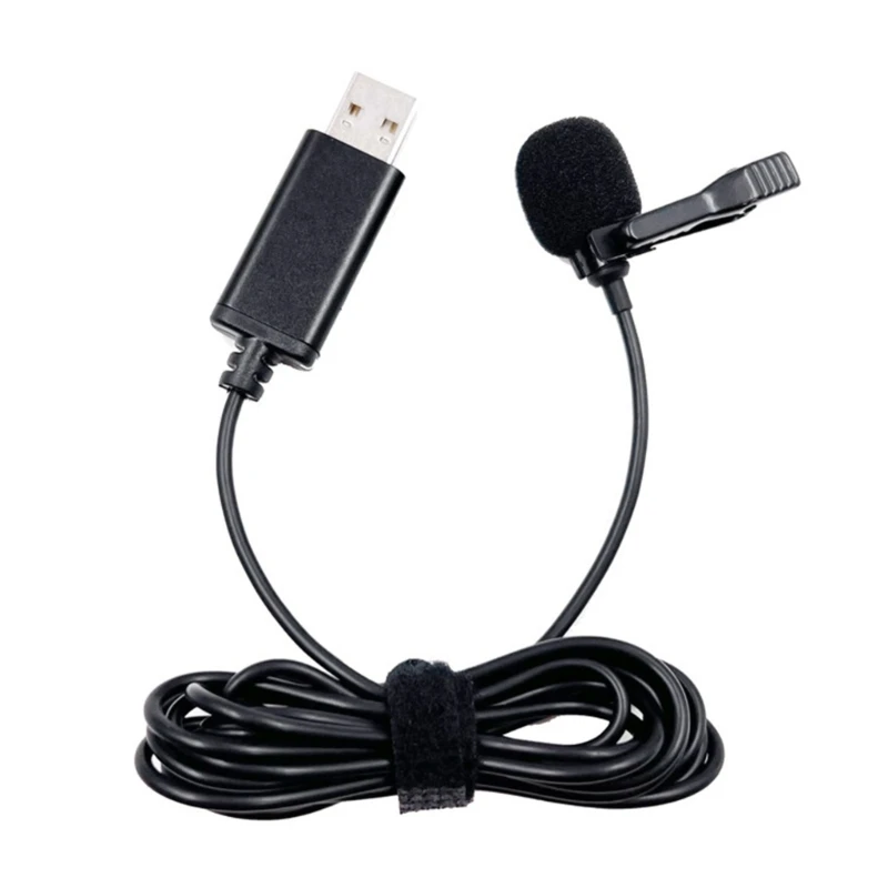 USB Mini Lapel Lavalier Microphone Clip-on Buttonhole Mic for Mobile Phone DSLR