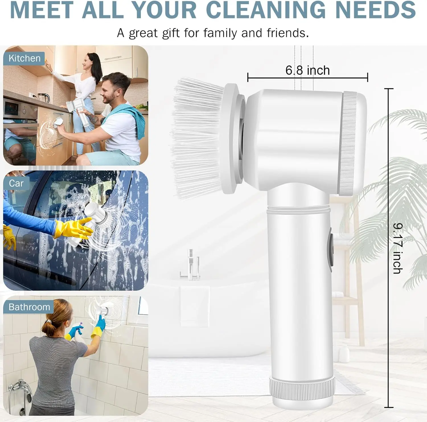 Electric Spin Scrubber Bathroom 5in1 Cleaning Brush Power Scrubber With 5 Replaceable Brush Heads Electric Cleaning Brush