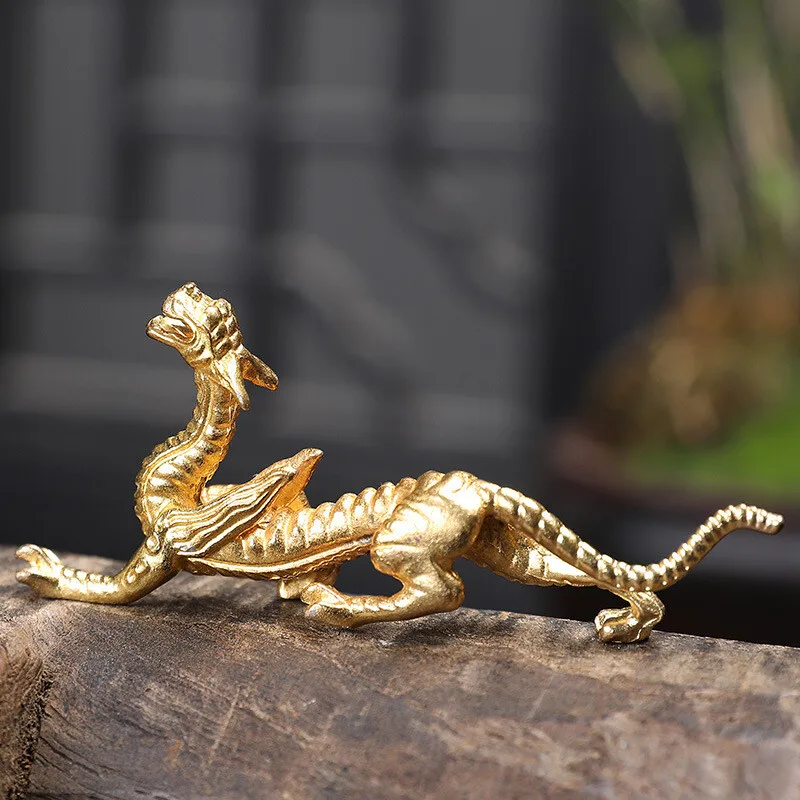 

Brass dragon Statue Tabletop Figurine Sculpture Home Decor Gift