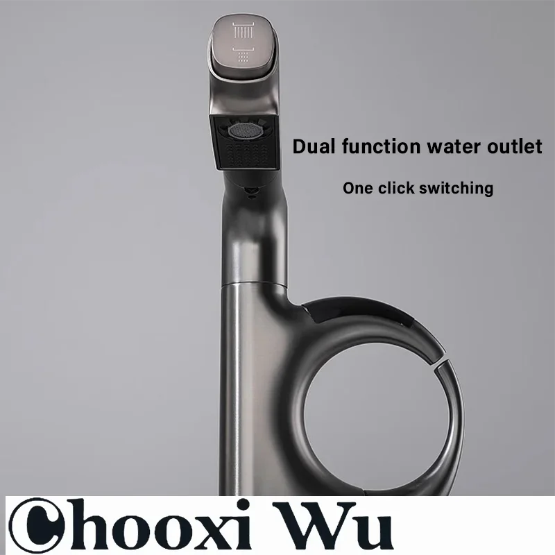 CHOOXIWU-حوض الحمام الإبداعي القابل للسحب ذراع آلي شاشة ديجيتال ذكية تمتد الساخنة والباردة ثقب واحد صنبور بار