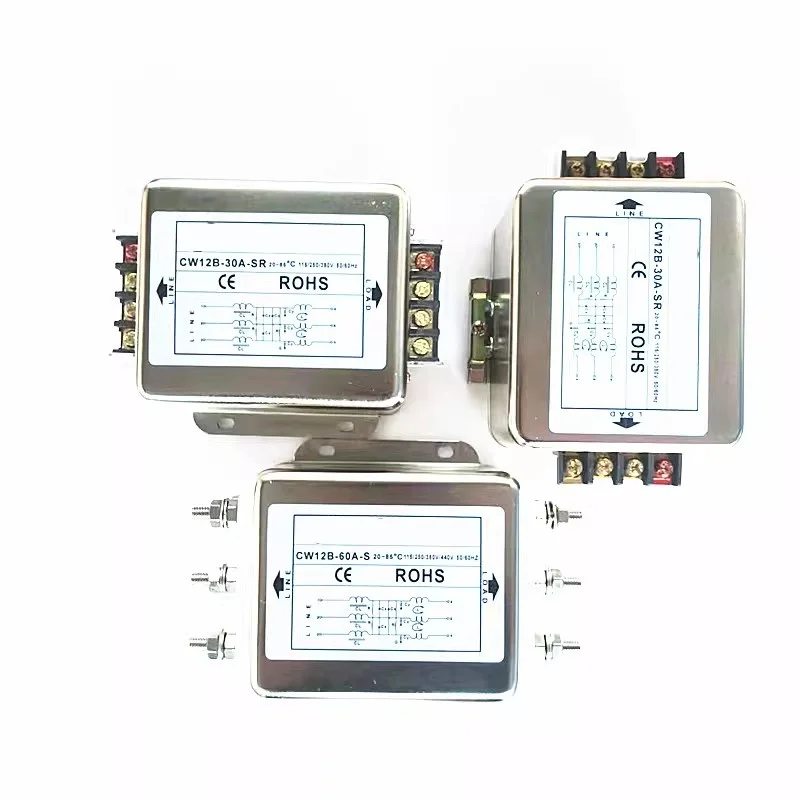 Трехфазный сетевой фильтр-инвертор EMI Servo Filter Purifier CW12B-10/20/30/40/50/60A-S/SR AC 380V, трехпроводной, для монтажа на DIN-рейку