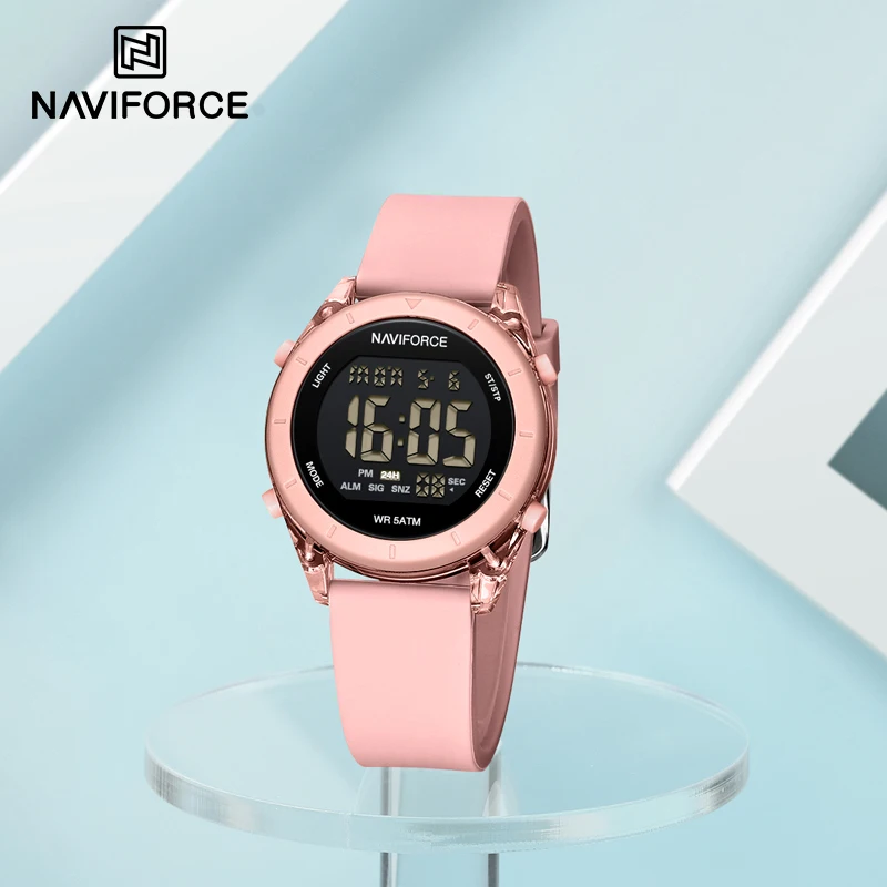 

NAVIFORCE Women's Full Dress Business Silicone Strap Wristwatches Female Water Resistant Clock Electronic Watch Relogio Feminino