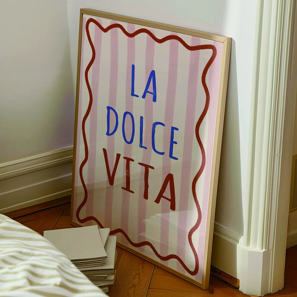 Typography Wall Art Canvas Picture Poster Painting Print For Living Room Home Decor Modern Italian La Dolce Vita Quote Girly