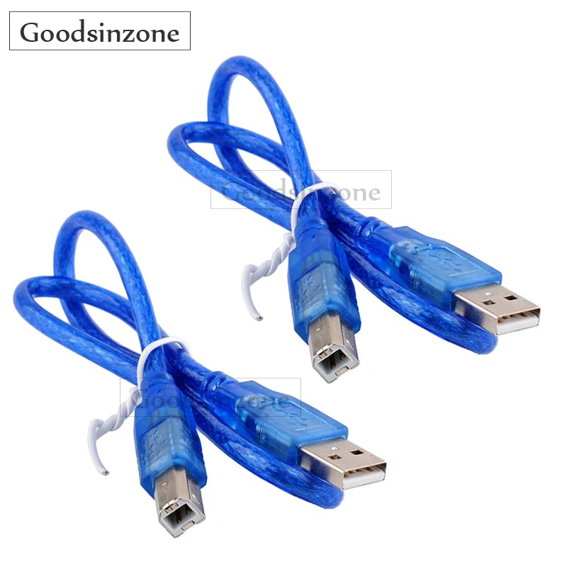 2-Pack USB-A Male to USB-B Male USB2.0 Cable for Arduino 2560 R3 Printer - 50cm/1.6ft