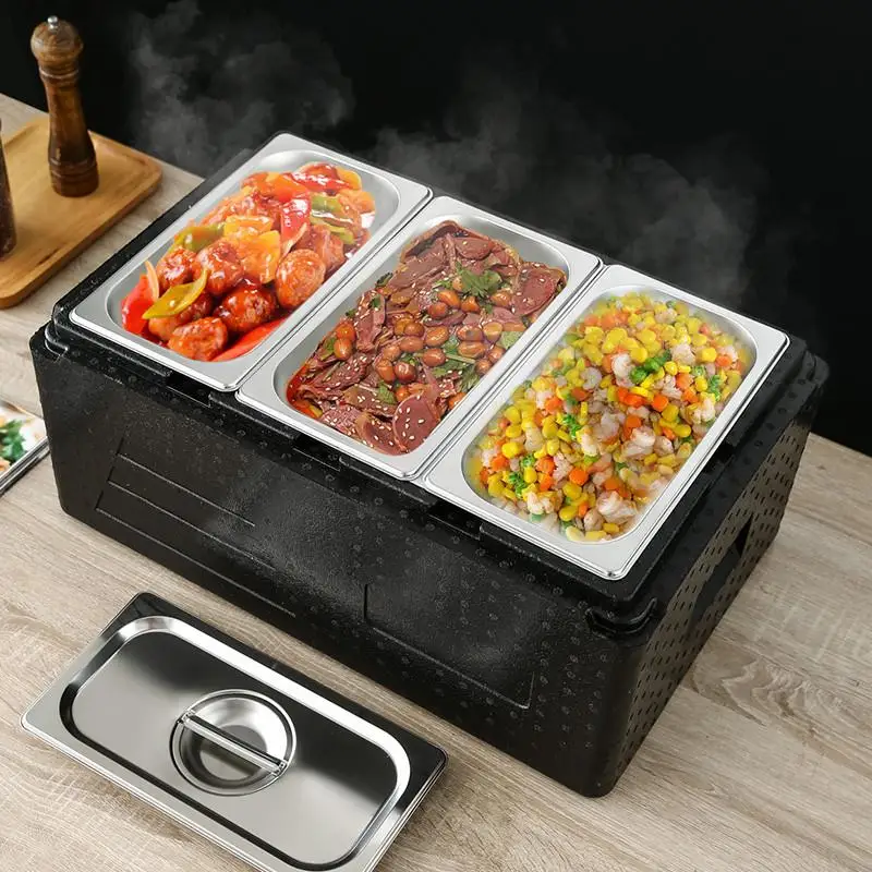 

Большой термоконтейнер из нержавеющей стали для уличных торговцев, коробка для риса, контейнер для холодных блюд, емкость для кейтеринга