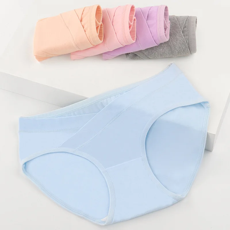 

5 шт., нижнее белье из чистого хлопка с низкой талией для поддержки живота, удобное нижнее белье большого размера без следов во время беременности