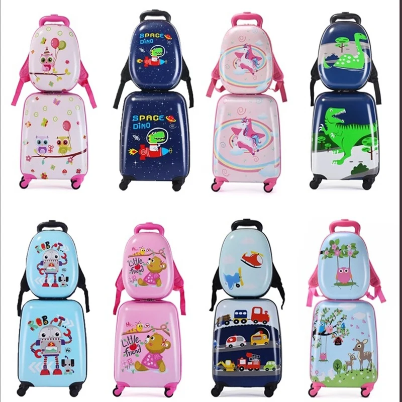 Kinder Trolley Fall 18 Zoll stumm Universal Rad Cartoon Dinosaurier Gepäck 13 Zoll Rucksack Kinder tasche Koffer