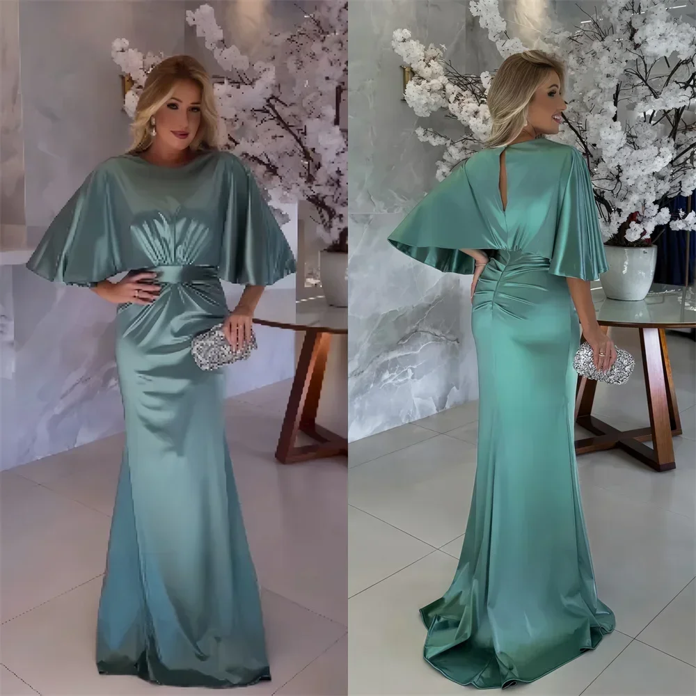 Customized Prom Gown Evening Dearin Scoop Neckline Trumpet Floor Length Skirts Vertically Stole Bespoke Occasion Dresses Saudi A