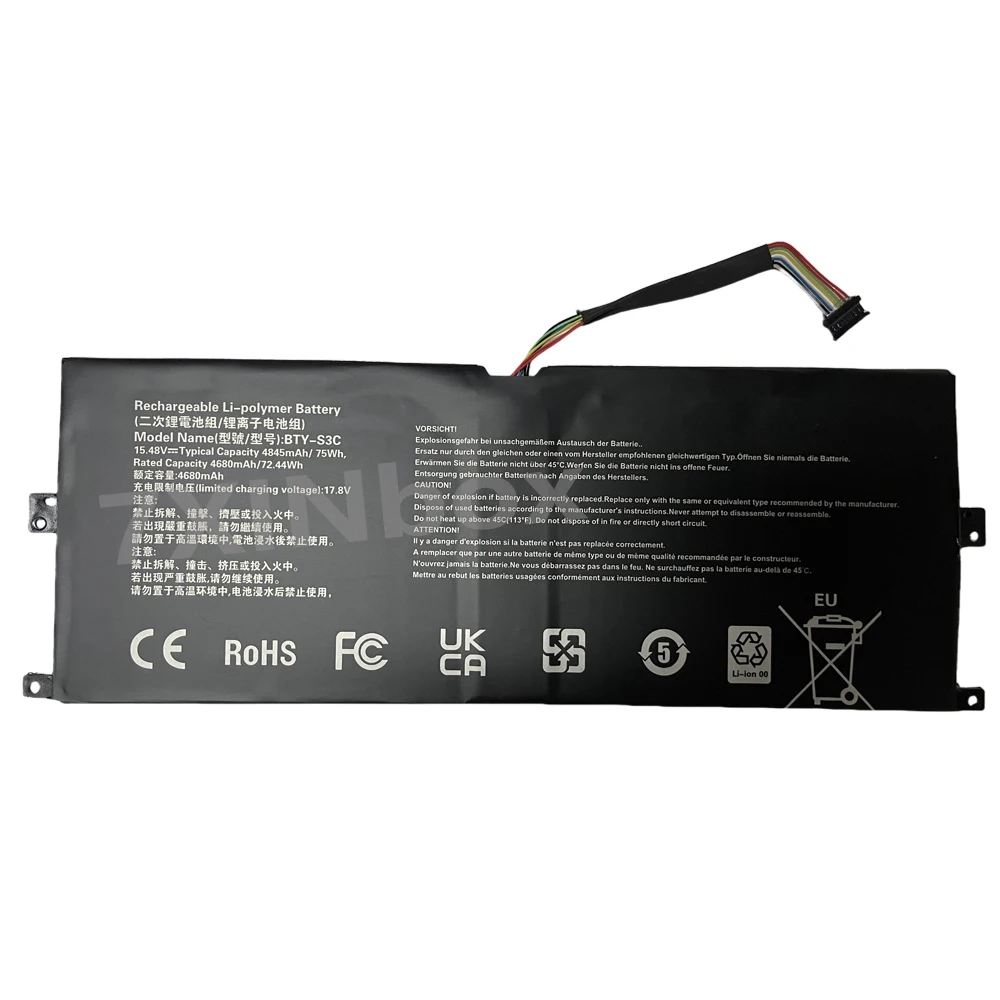 7XINbox BTY-S3C 15.48V 75Wh 4845mAh Laptop Battery For MSI PRESTIGE 13 AI EVO A1MG-007FR 010AU 070PL A12M-012AU A13M-029AU