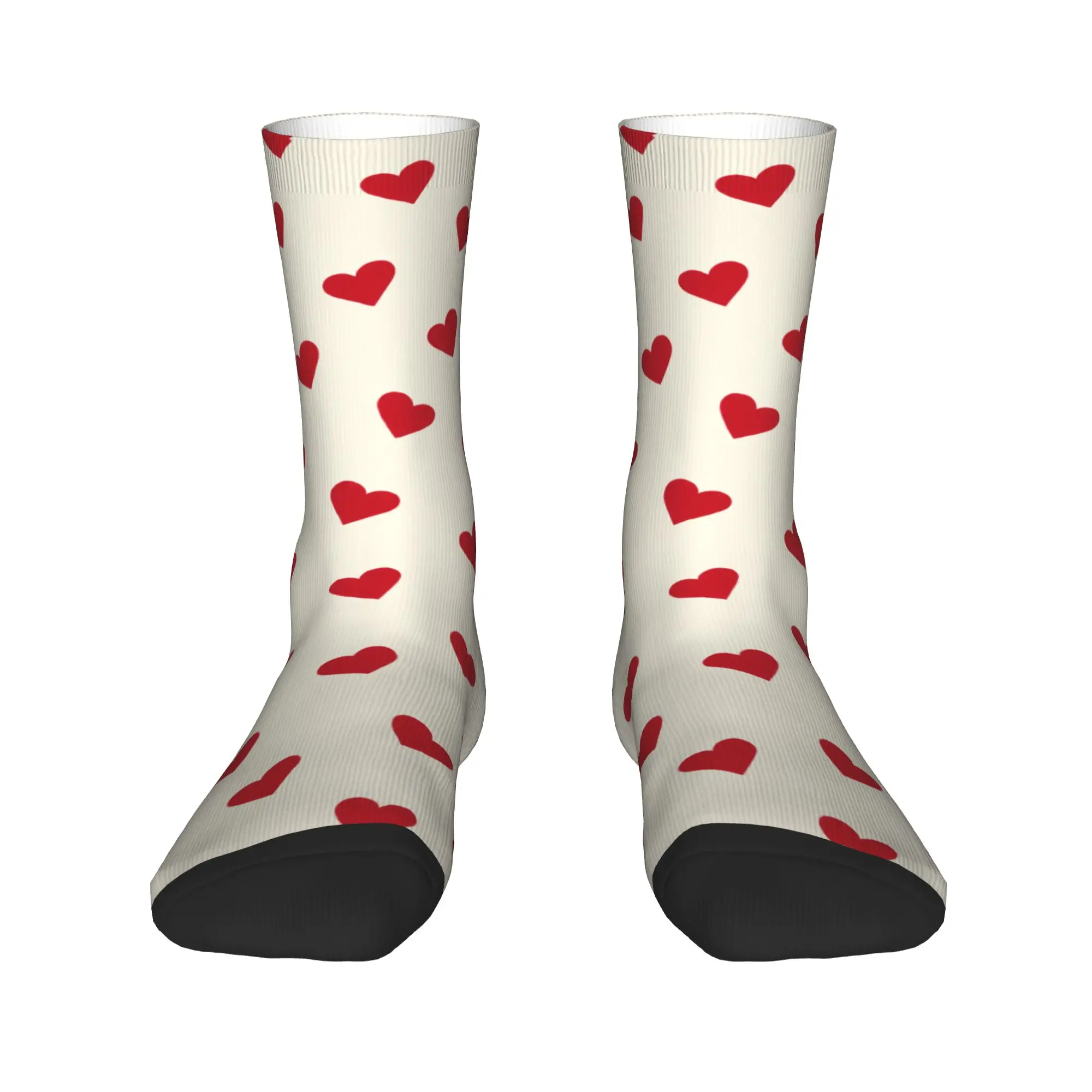 Valentine Cream Heart Print Stockings  Retro Socks Men Comfortable Socks Winter Running Sports Graphic Anti Skid Socks Gift Idea