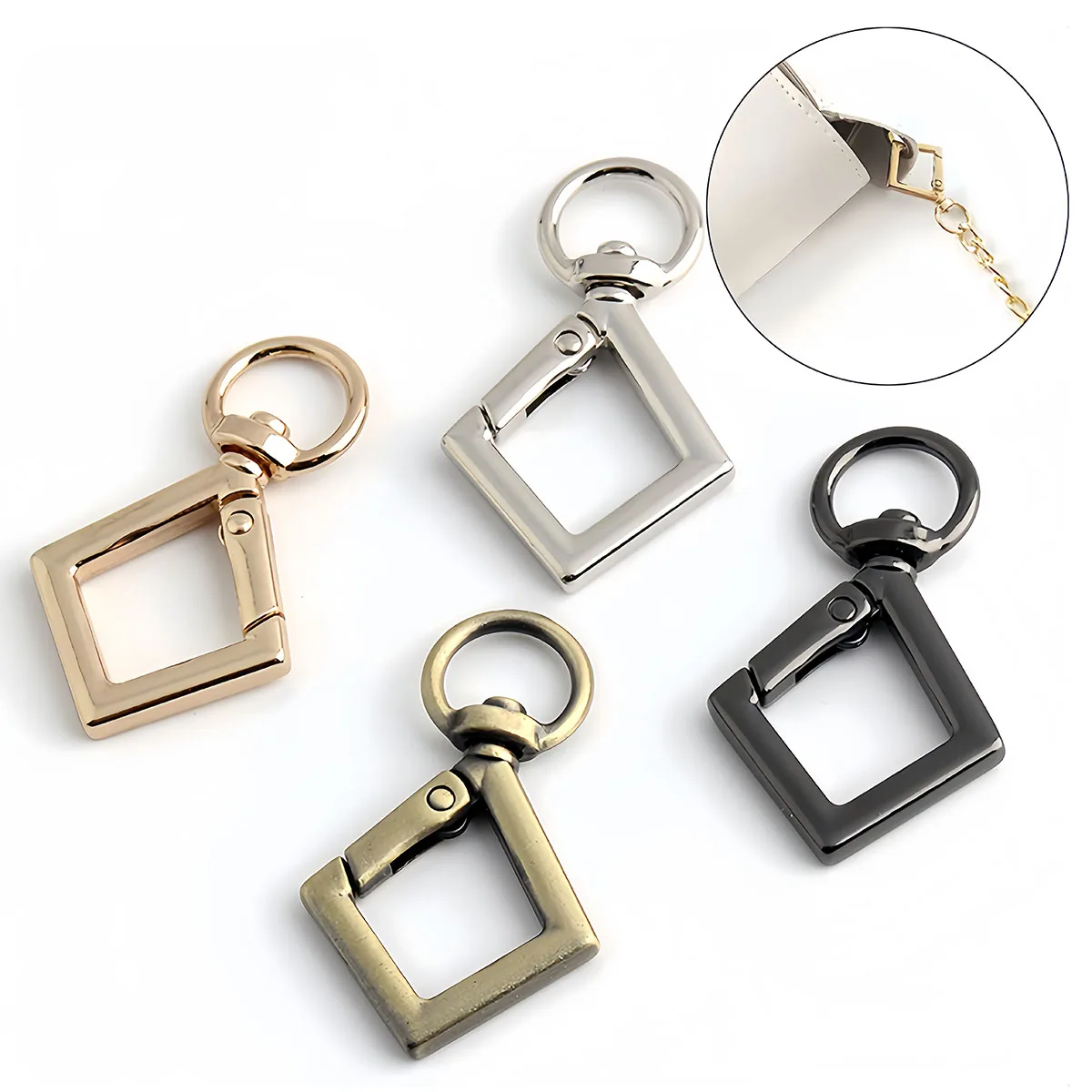1-3 Stück Rautenförmige Schlüsselanhänger, Karabinerhaken, Karabiner, Hummerhaken, Taschen- und Handtaschenriemen-Anhänger, Schlüsselring, Zubehör für die Schmuckherstellung – Detail 1