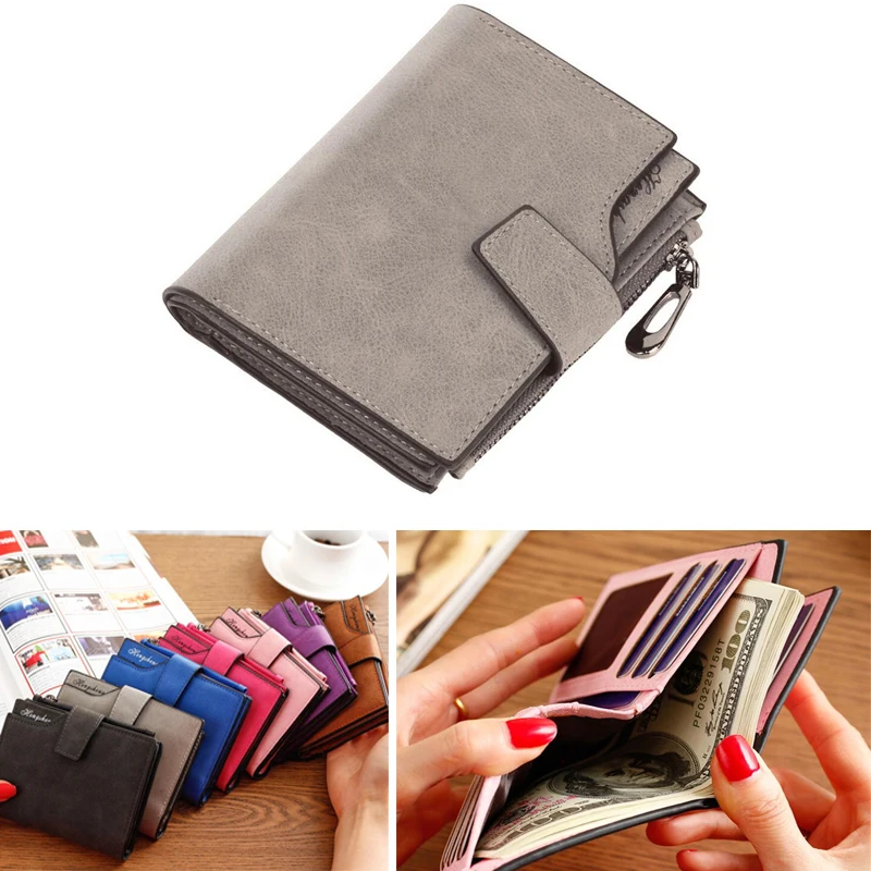 Bolsa Feminina Pequena Curta Lady Letter Hasp Zipper Mini Clutch Coin Pocket Cards Titulares Carteira Vintage Matte Carteira Feminina