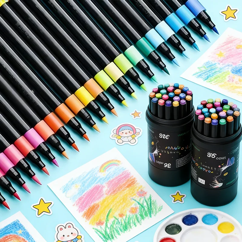 24/48/60/80/120 Farben Soft-Tip Acryl-Marker-Set - Doppelspitzen-Kunstmarker zum Zeichnen, Malen & DIY-Basteln (Großpackung) – Detail 5
