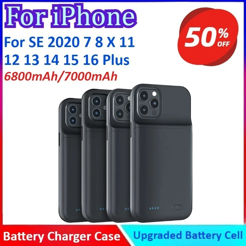 

New External Battery Phone Charging Case For IPhone 16 15 14 13 12 11 External Phone Battery Case for 6 6s 7 8 Plus Se2020