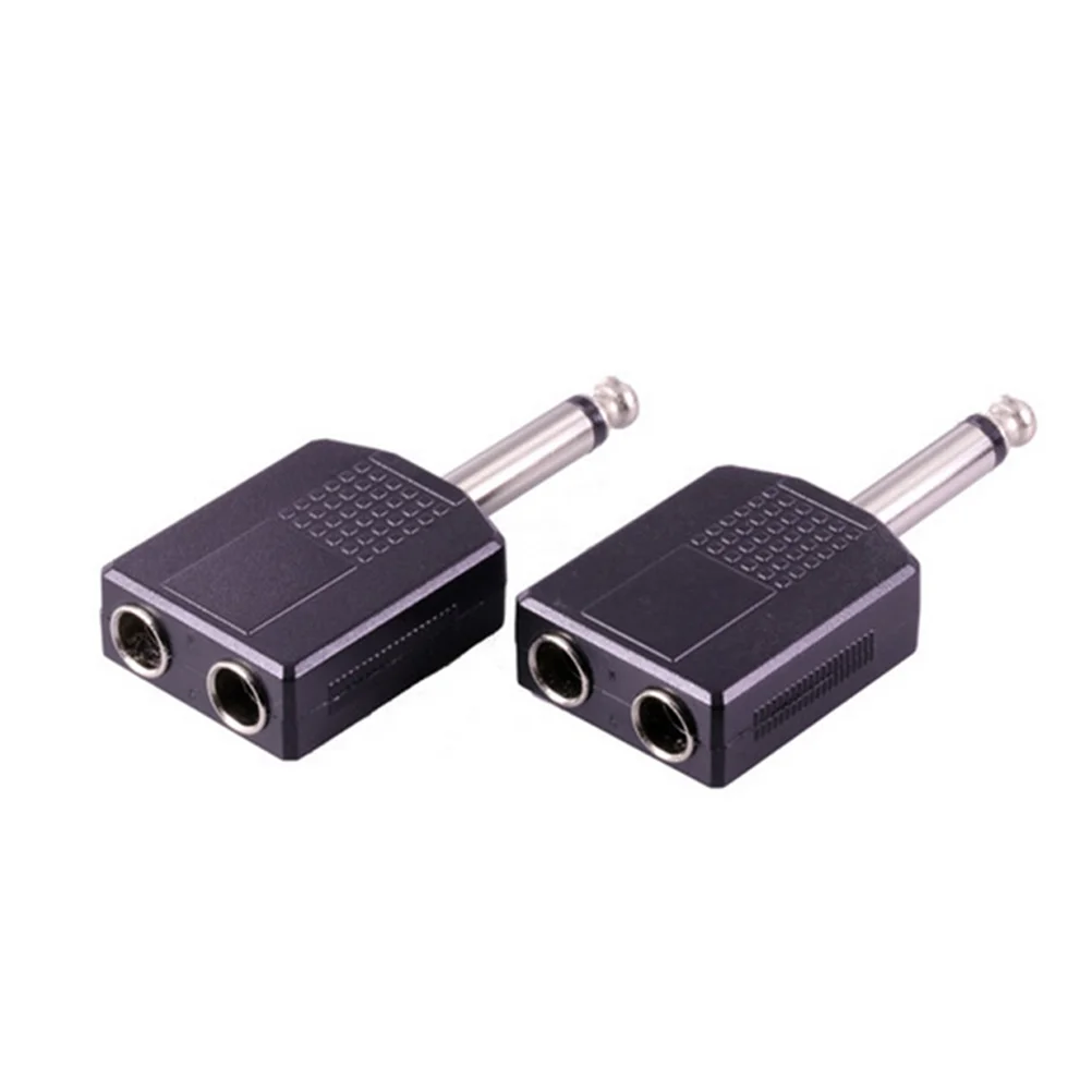 2 Pcs Headphone Adapter Audio Converter Microphone Dispenser 635mm Splitter Double Mono