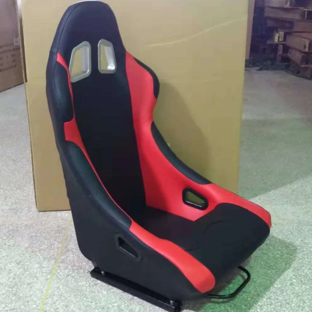 

Черная основа сиденья для гоночного автомобиля из ПВХ-кожи с красной отделкой, регулируемая, универсальные направляющие