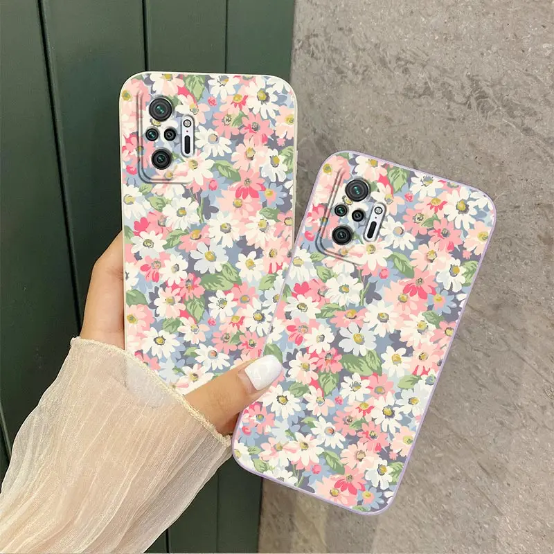 Note 10Pro Canvas Flower Silicone Phone Case For Xiaomi Redmi Note 10Pro 10S 10 11S 10T 9T 9S 12 12Pro 12S 11Pro 11 11EPro Cover