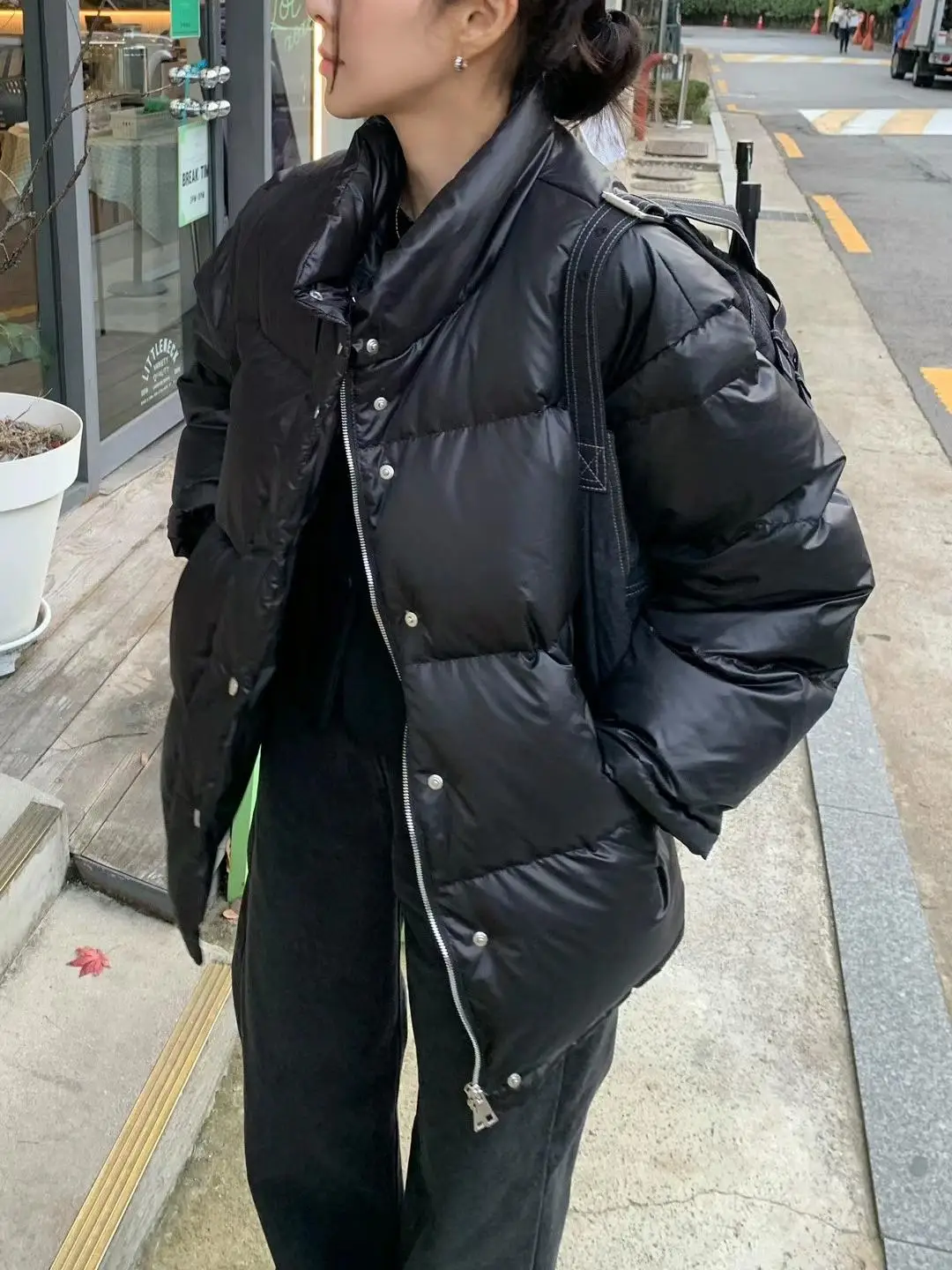 الشتاء أسفل Jaet سطح لامع خفيفة الوزن الدفء مايكرو ضوء معطف مبطن تخفيف Sle الوقوف Sve سحاب طويل #4