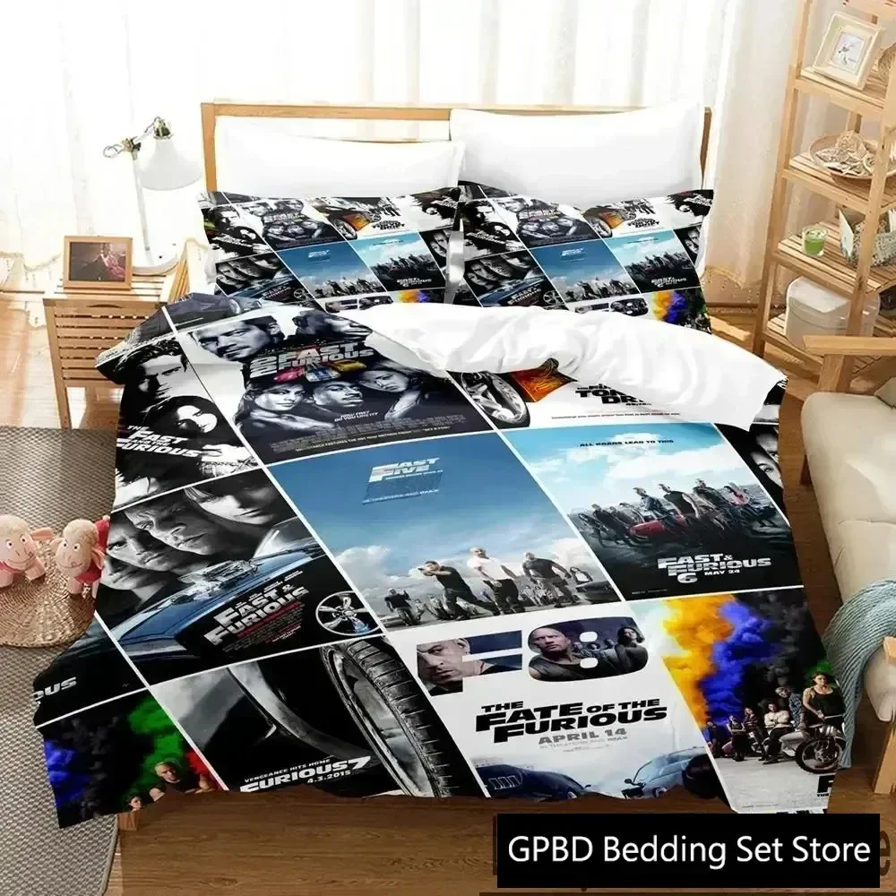 3D Print Fast and Furious Comfortable Duvet Quilt Cover Pillowcase Bedding Set Children Bedroom Decoration Home Textile