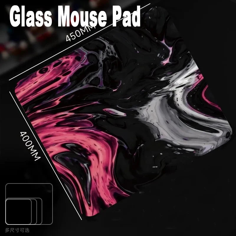 Artistic Line Art Glass Mouse Pad XXL Hard Tempered Surface for FPS Gaming eSports Photovoltaic Ultra-Smooth Gaming Desktop Mat