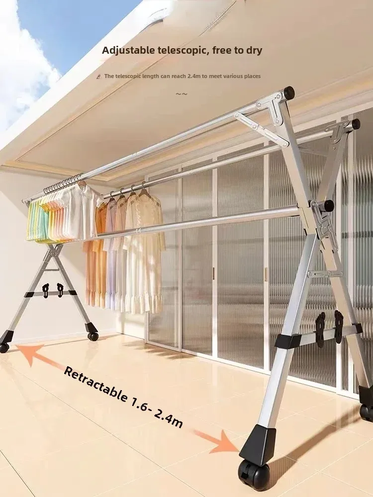 Clothes drying rack floor-to-ceiling simple indoor household clothes drying rod