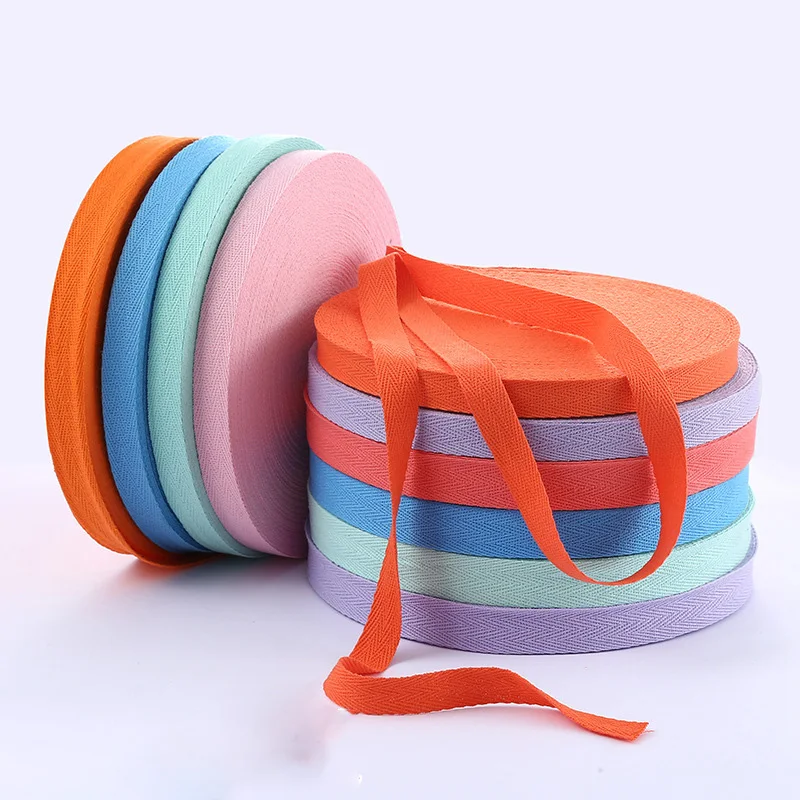 Wholesale Colorful Cotton Thick Webbing 10/15/20/25/30/40/50mm Polyester Ribbon for Backpack Strap Belt Tape Garment Woven Band