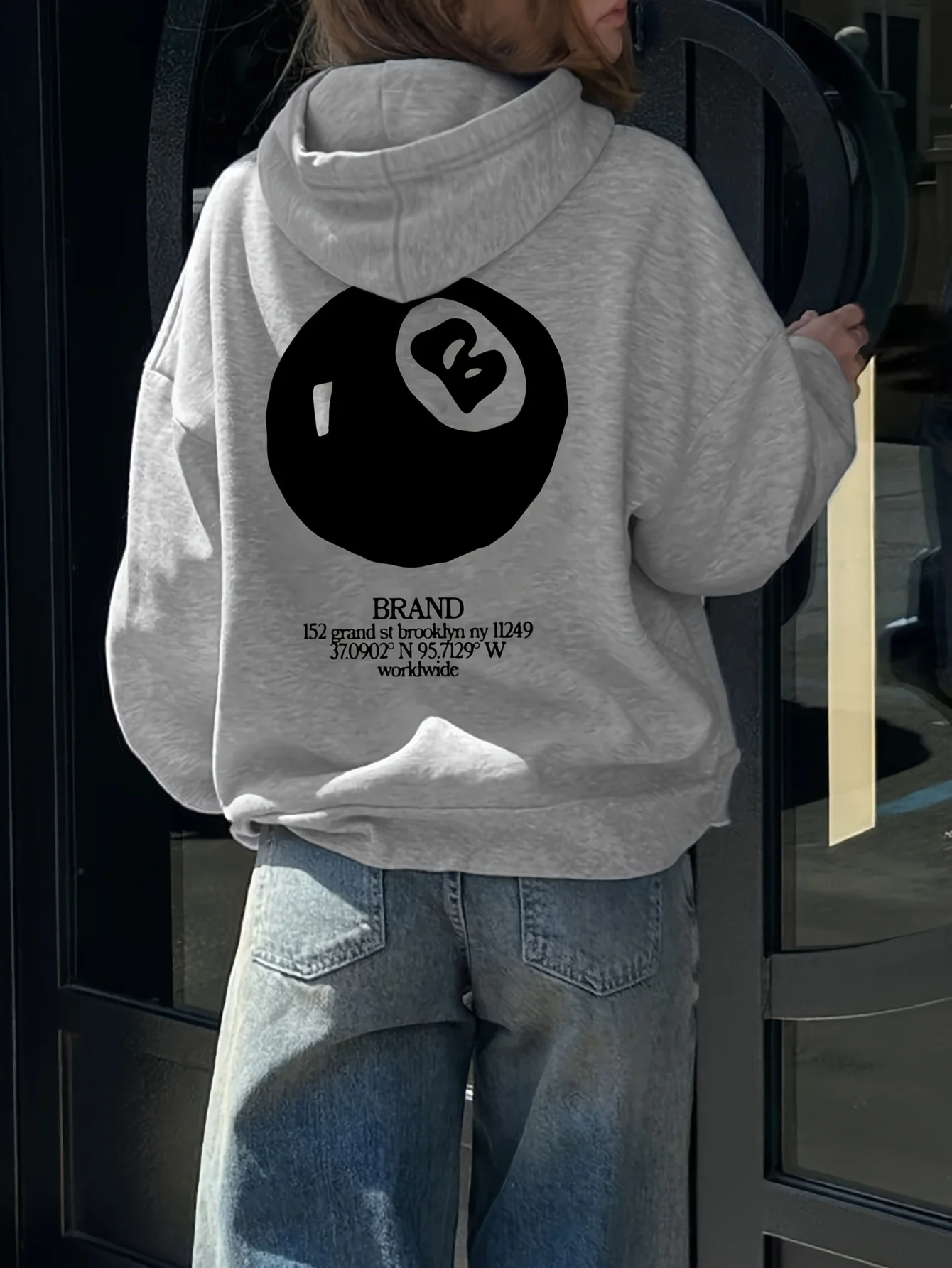 Women's Fashion Hooded Sweatshirt with Creative Design of Round Ball English Letter Print Spicy Streetwear Ins-Style Clothes 90s