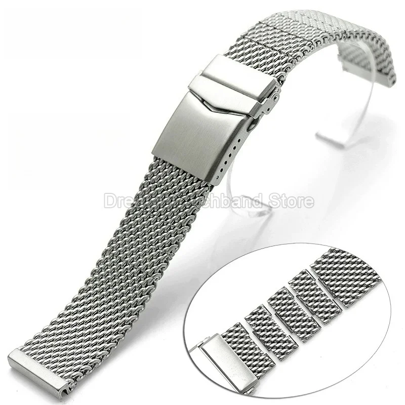 Silver Solid Steel Watch Accessories 22mm for Breitling Superocean Avenger Original Style Milanese Bracelet Steel Watchband
