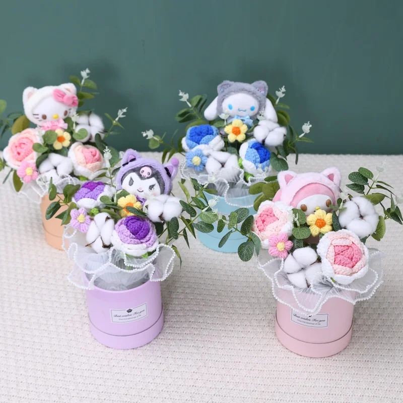 

Мультяшные плюшевые куклы My Melody Kuromi Hellokitty с обнимающим ведром, букет для матери на День святого Валентина, подарок на выпускной