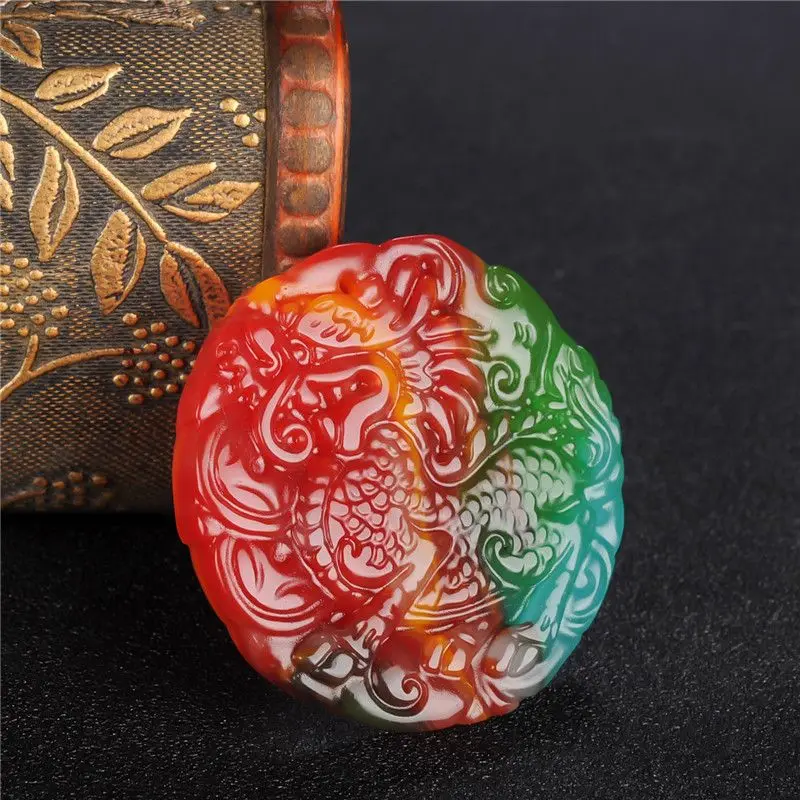 Colorful Jade Qilin Pendant Colorful Agate Jinbao Pixiu Pendant Men's and Women's Pendant Yu Brand