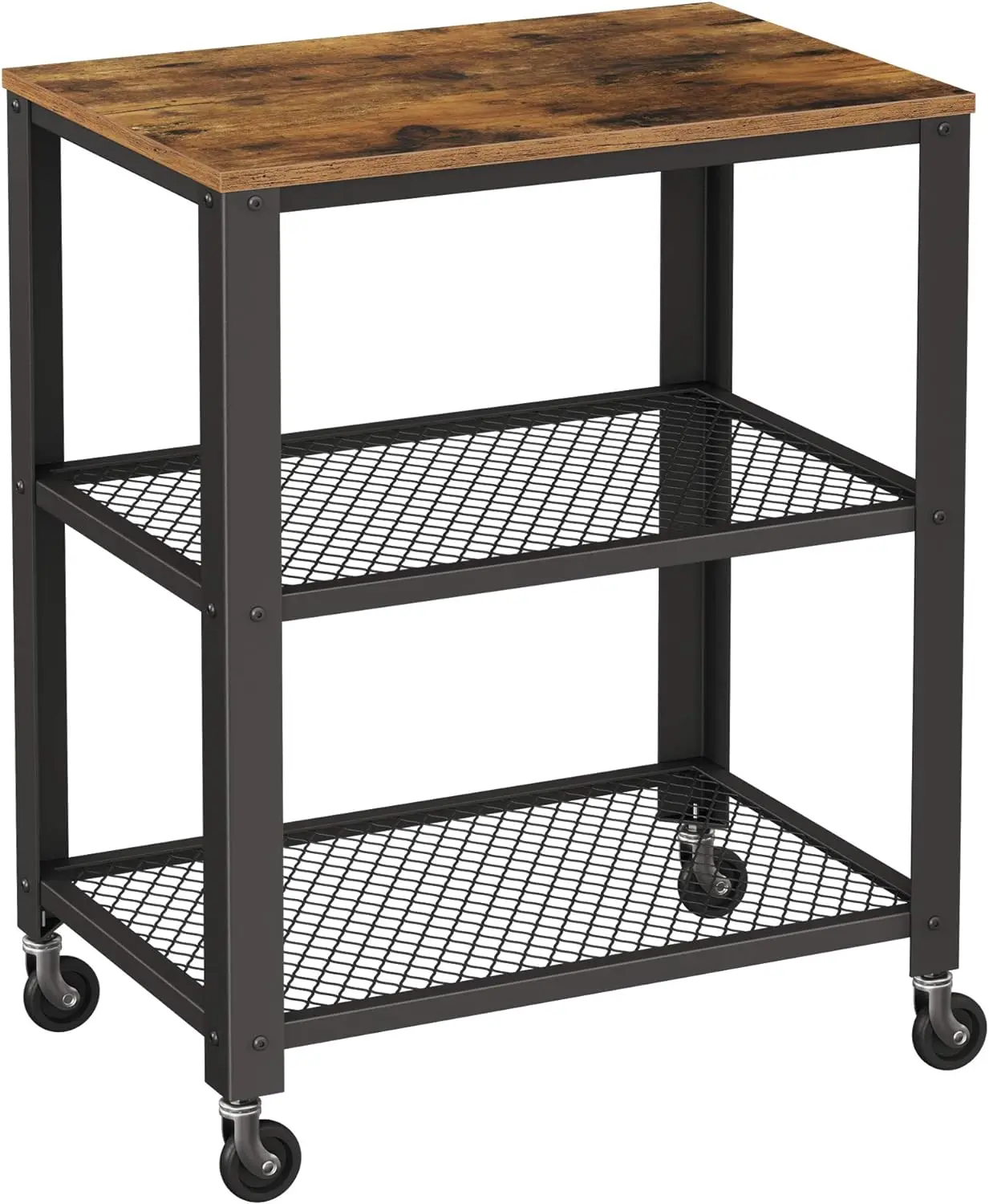 

3-Tier Kitchen Utility Cart on Wheels with Storage, for Living Room, Accent Furniture with Steel Frame,Industrial,NEW USA