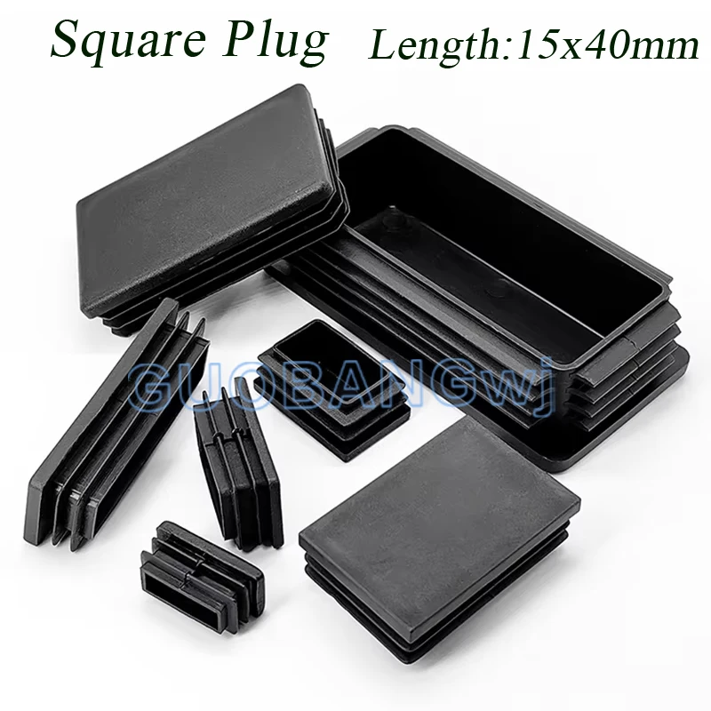 

Plastic Rectangle Blanking End Caps Tube Pipe Inserts Plug Square Inner Plug 15x40mm 20x60mm Table Chair Furniture Foot Cover