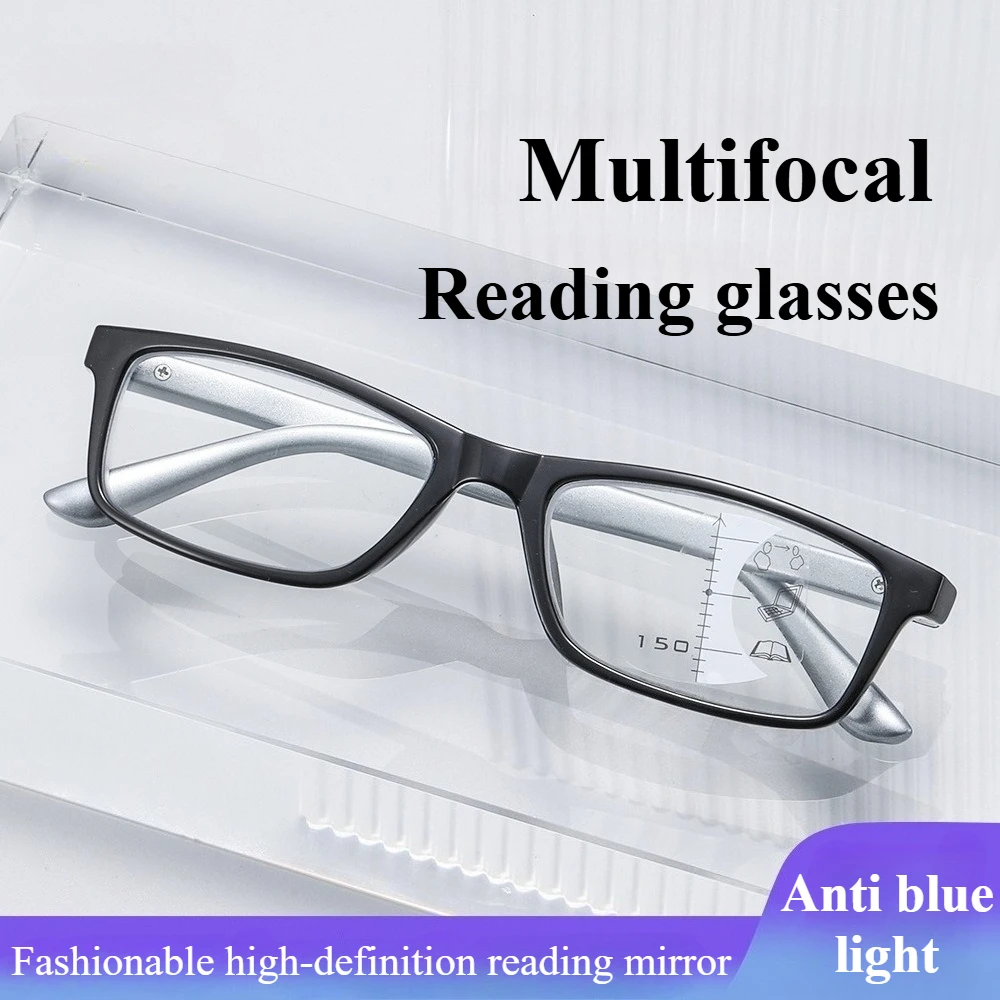 Progressive multifokale Lesebrille, modische Anti-Blaulicht-Brille, hochauflösende Lesebrille für Herren und Damen