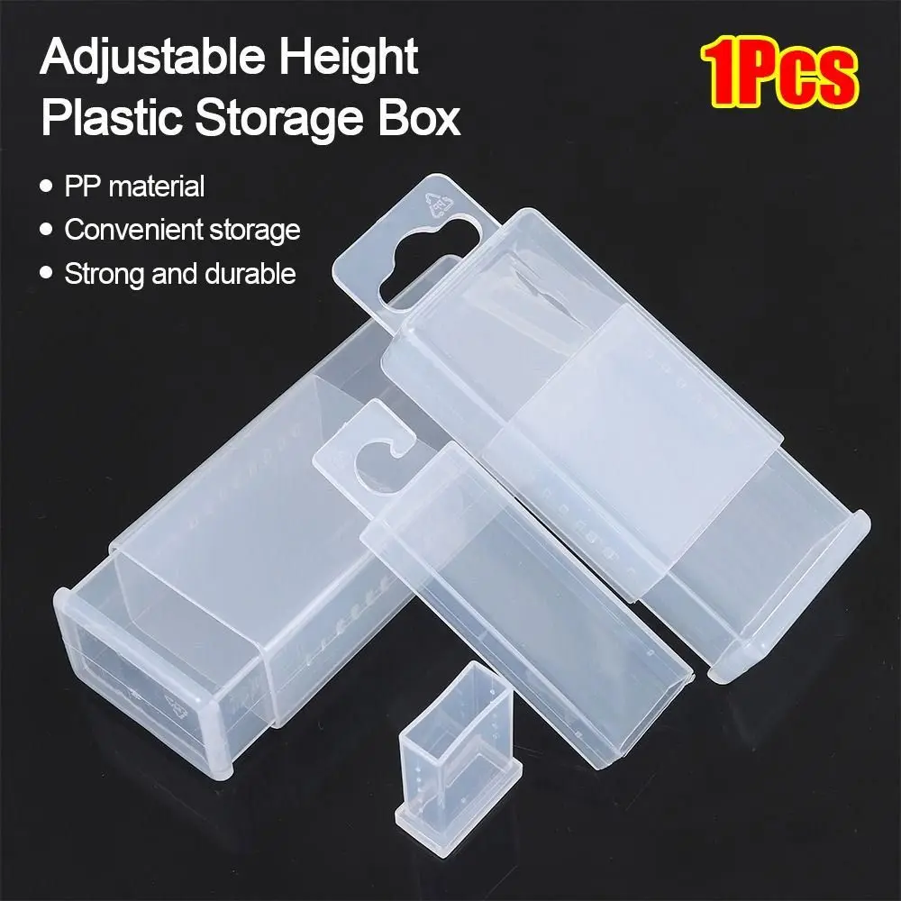 1Pcs Adjustable Height Drill Tool Box Plastic Telescoplc Twist Drill Boxes Rectangular Clear Parts Storage Case Tap Accessories