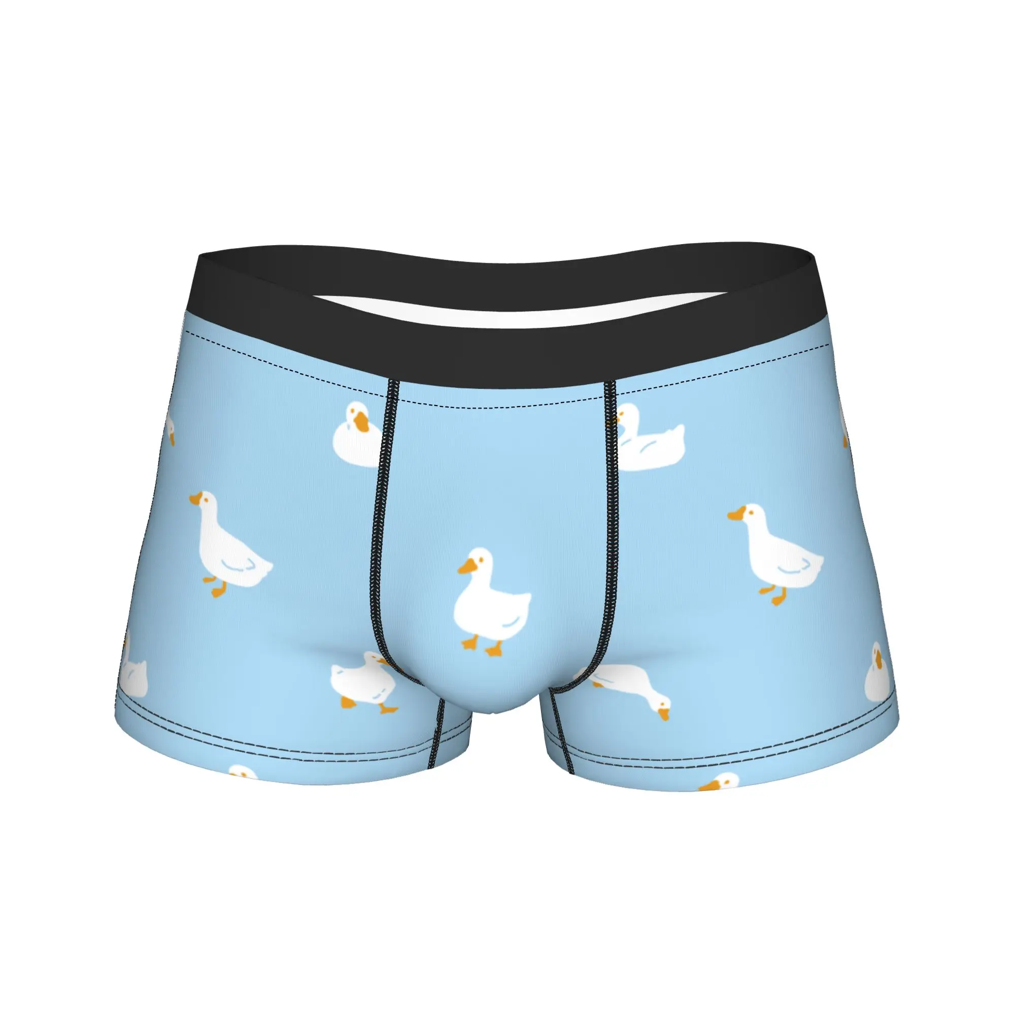 Men Cartoon Yellow Duck Long Underwear  Sexy Boxer Briefs Shorts Panties Male Breathable Underpants M-XXL
