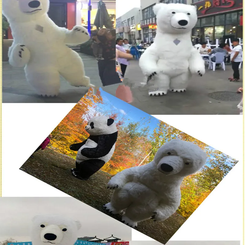 Inflatable Polar Bear Mascot Costume Animal Adult Cosplay Party Game Dress Outfits Clothing Advertising Carnival Halloween Xmas