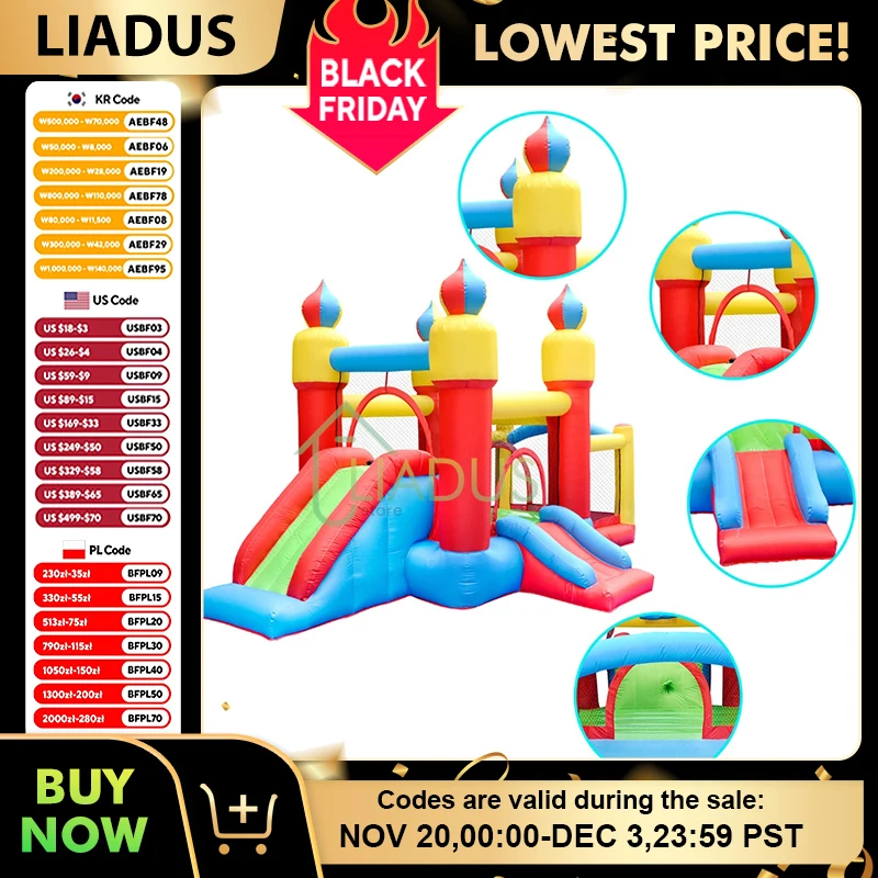 

Inflatable Jumping House Trampoline Bouncy Castle with Blower Kids Outdoor Courtyard Play Bouncer Castle Game