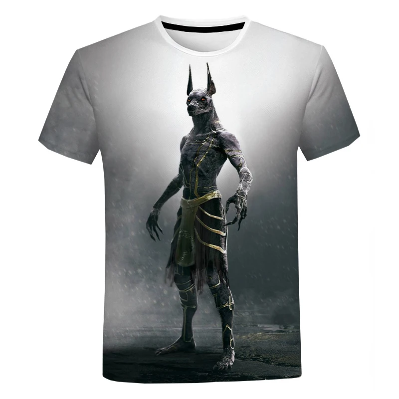 Vintage Anubis Black Egyptian Art 3D Printed T-shirt Men Women Casual Short Sleeve Ancient Egypt Classical T Shirt Tee Tops