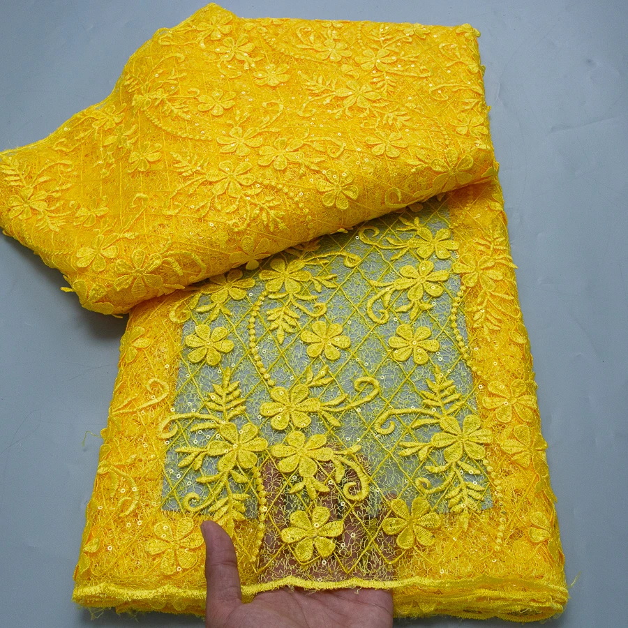 

Желтая африканская сетчатая кружевная ткань 2026 года, нигерийская свадебная, высококачественная, 5 ярдов, французский тюль, кружевная ткань для свадебных и праздничных нарядов