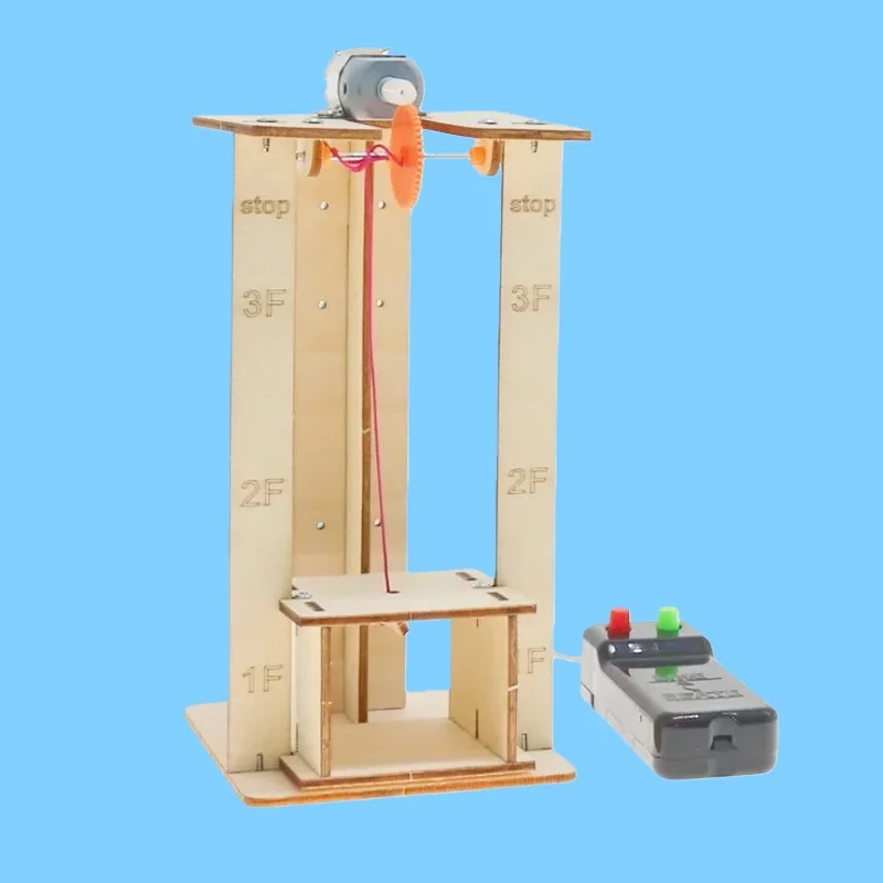 DIY Electric Remote Control Lift Elevator Wooden Model Kit Science School Projects Experiment Science Toys For Kids Education