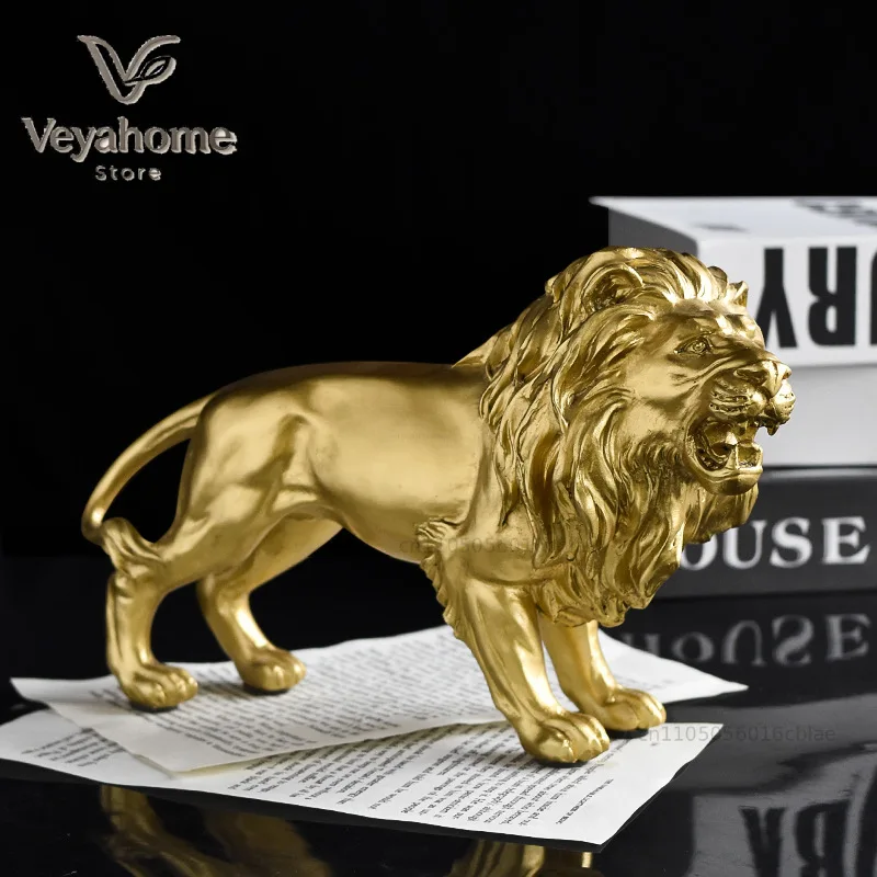 Creative Roar Lion Sculpture Resin Crafts Ornament Home animal sculpture living room decoration Office Desktop Decor Accessories