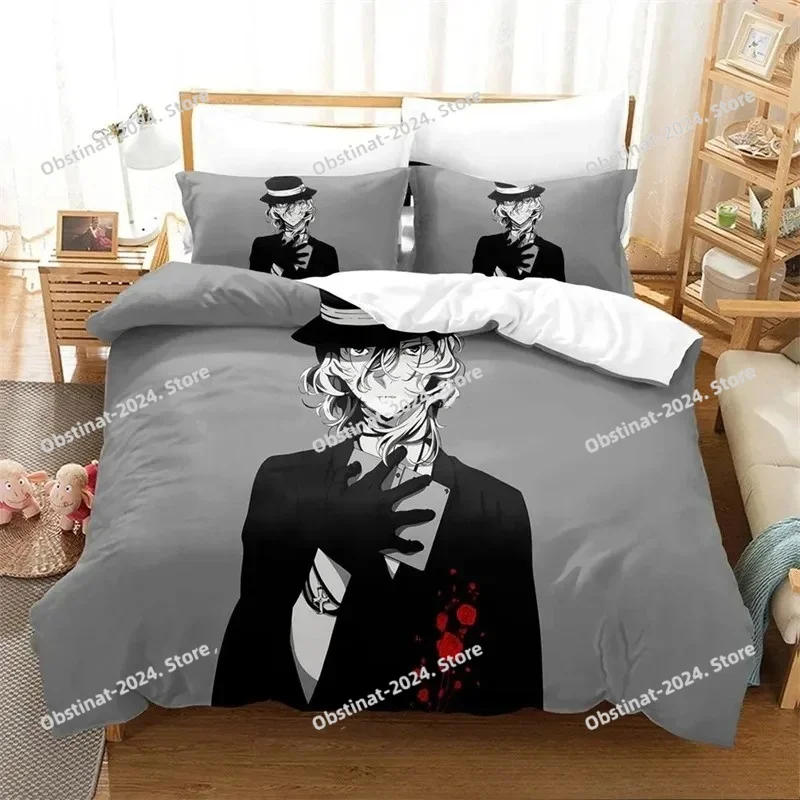 Anime 3D B-Bungo Stray Dogs Bedding Set Printed Bed Set Duvet Cover Sheet Pillowcase Bed Soft Quilt Cover Full Queen King Size