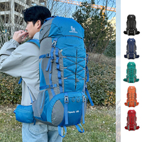 80L Mountaineering Bag,Large Capacity Rainproof Wear-Resistant Nylon Breathable,Outdoor Travel Hiking Camping Sports Backpack