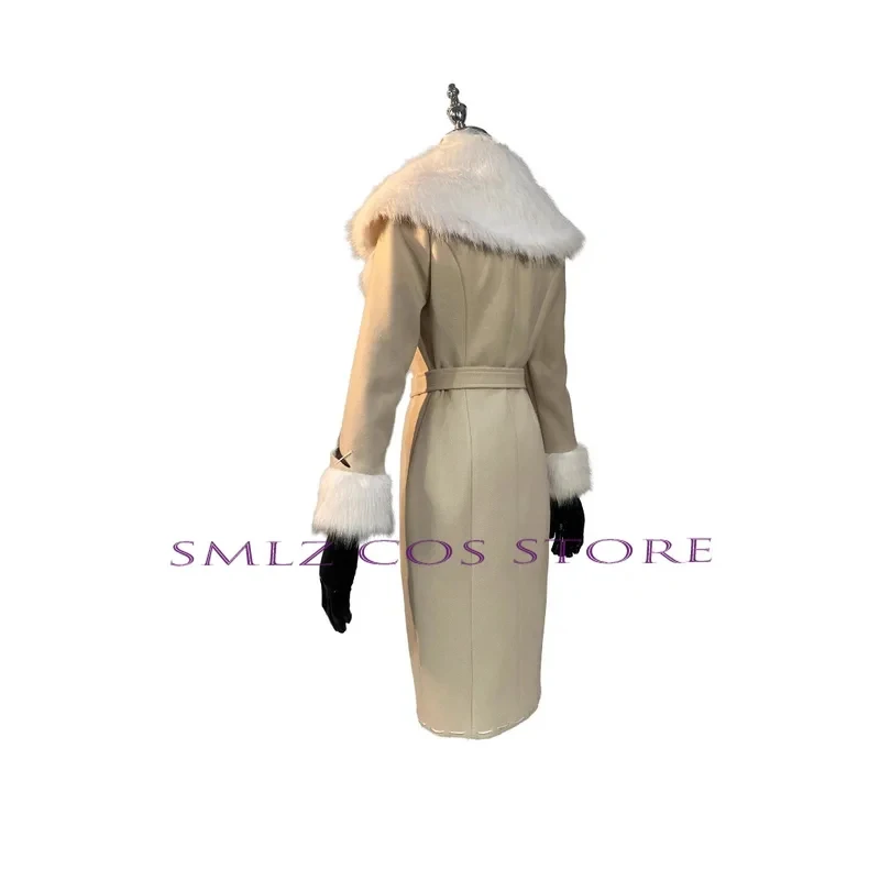 

Evelyn Mora Game Identity ⅤMs. Farrow Cosplay Costume Woman Coat Scarf Necklace Gloves Outfit Set for Women Clr;5'b\7,k/
