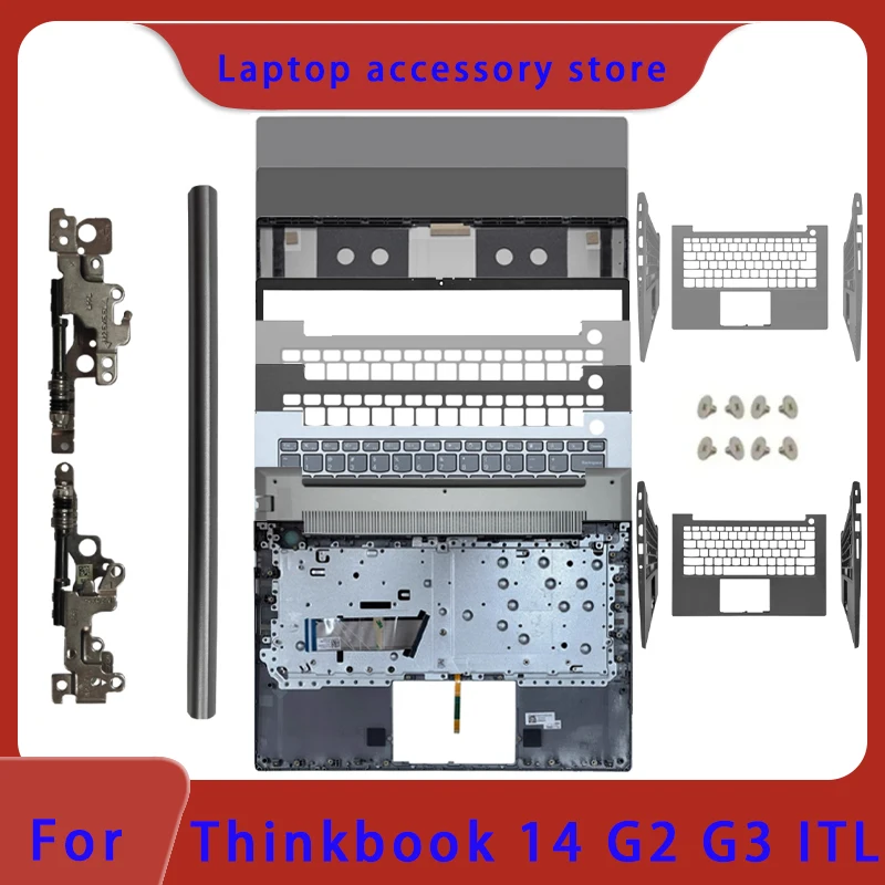 Adecuado para Thinkbook 14 G2 G3 ITL ARE 2021 carcasa trasera de pantalla LCD para portátil, bisagra del panel frontal reposamanos cubierta inferior de la bisagra