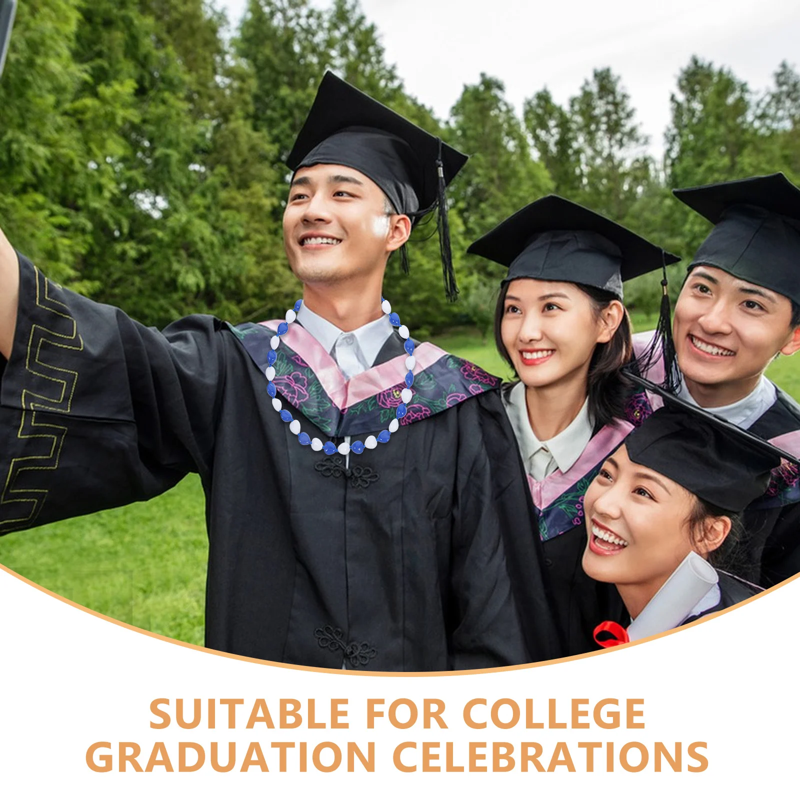 Collana con ghirlanda d'onore con perline acriliche, decorazione per festa di laurea, chiusura a nastro, accessorio per cabina fotografica, collana con perline per feste