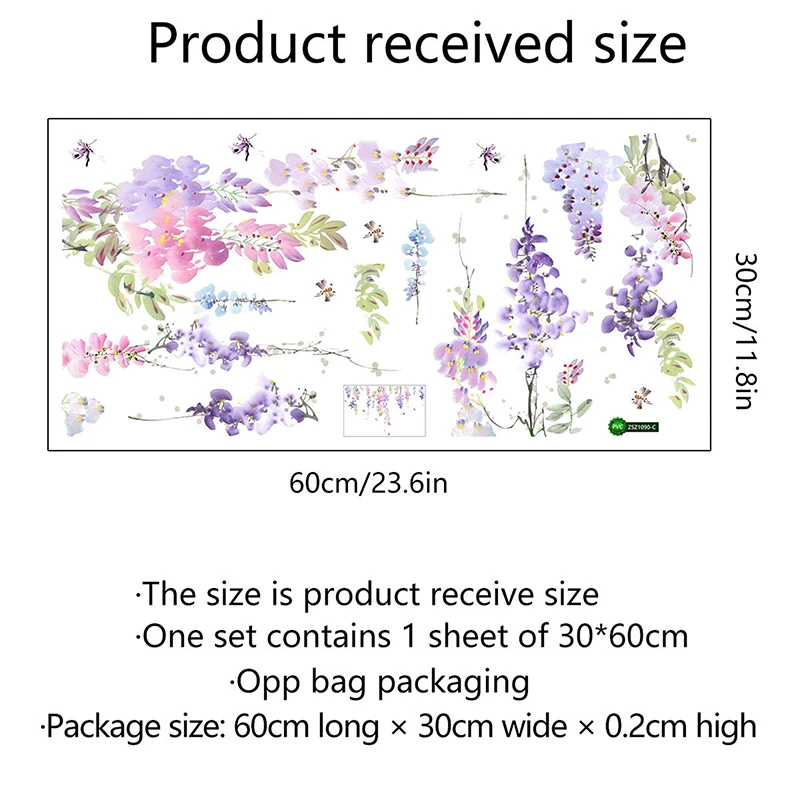 Pegatina de pared de mariposas y plantas florales, calcomanía artística para decoración del hogar, 11,8x23,6 pulgadas, nuevo