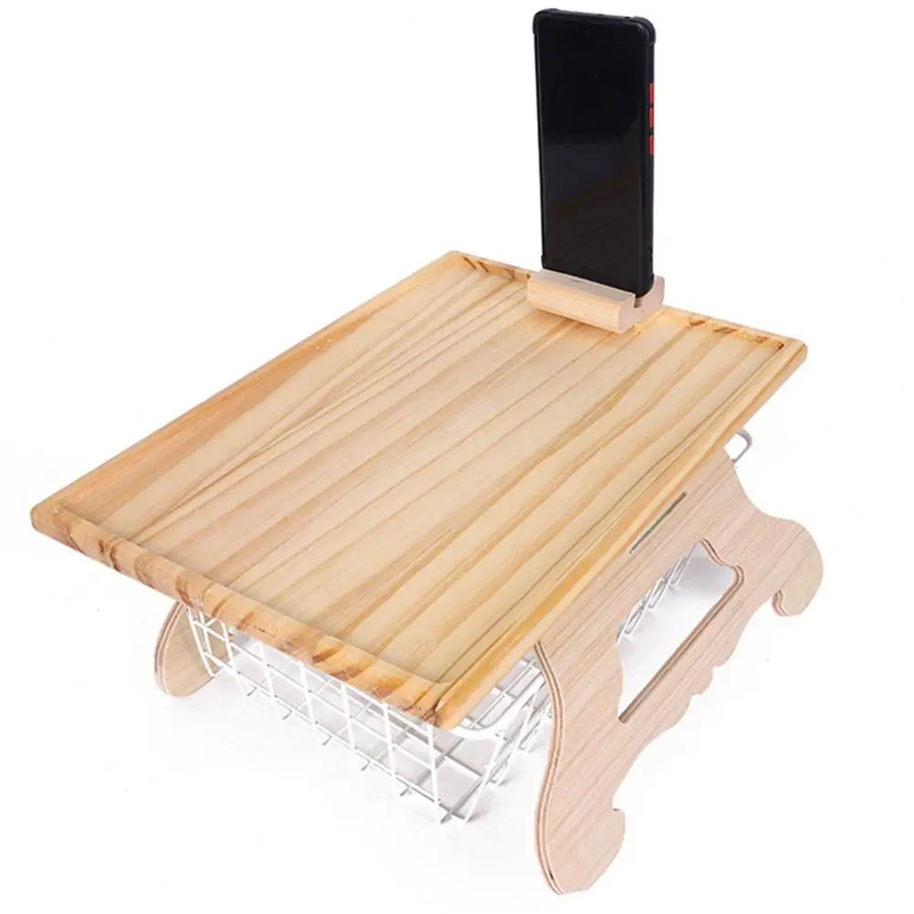 

Foldable Sofa Table with Phone Holder Sturdy Wood Sofa Table with Mobile Phone Stand Multi-functional Sofa Tray Table for Wide