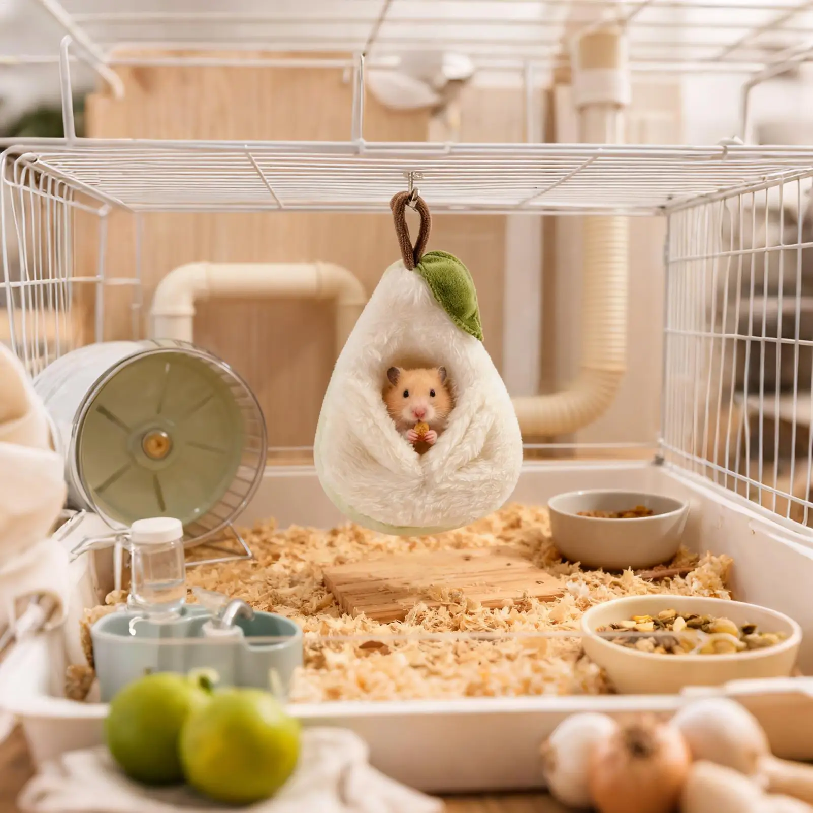 Windproof Hamster Nest Hamster House Winter Plushy Nest Small Animal Bed Plush Sleeping Bag Pear Shape Hamster Hammock Soft Bed - view 3